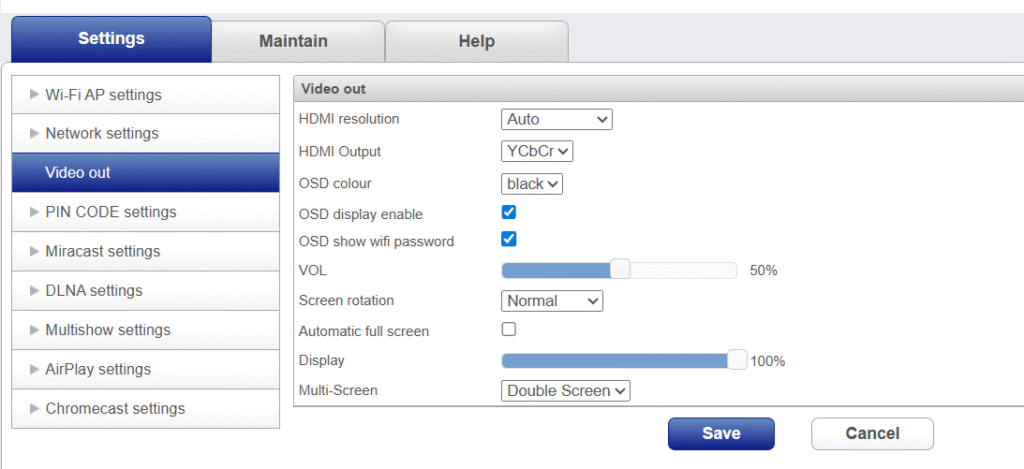 XS5 backend management settings interface