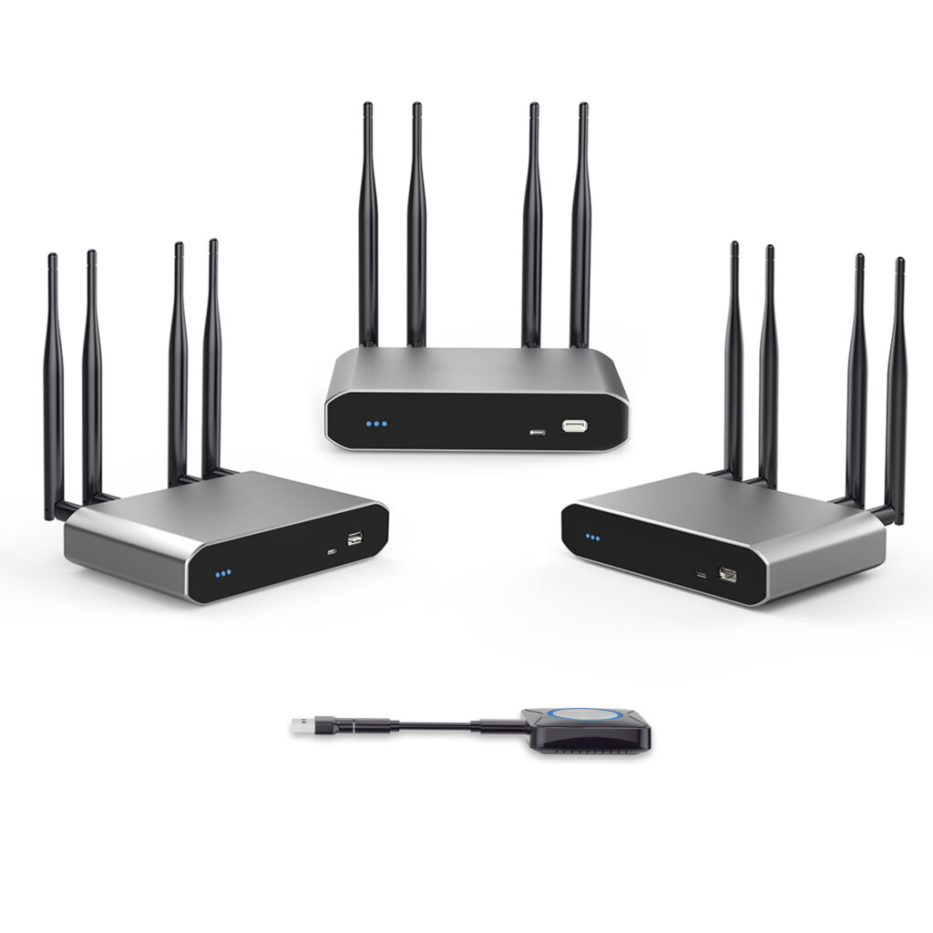 Multi-screen display using A900 wireless presentation system showing nine screens simultaneously.