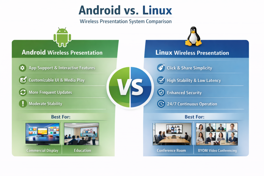 Android VS Linux wireless presentation system